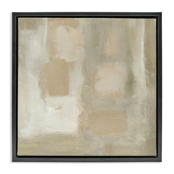 Stupell Industries Beige Neutral Painting Abstract Painting Black Floater Framed Canvas Art Print Wall Art, 18 x 18