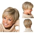 thumbnail image 1 of Perruque Cheveux Blonds Courts Résistants à la Chaleur Ondulée Légère, 1 of 3