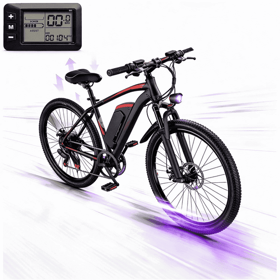 SNNAFFOB 26" Electric Bike for Adults, 500W Peak Motor, 30 Miles Range, 19mph, 36V 12A Battery, UL 2849