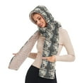 thumbnail image 3 of BZSMCE Warm Fleece Hood Scarf Wrap Snow Leopard Gaze Pattern, 3 of 7