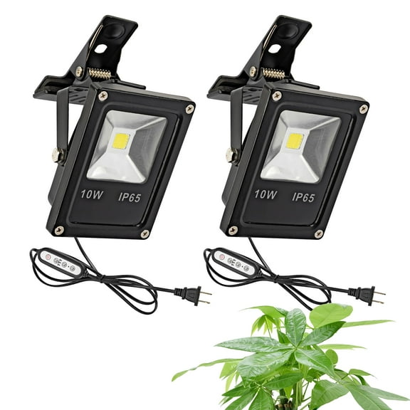KAYYELAMP Set of Two 10W Spot Lamp Clamp Mount Full Spectrum Plant Growing Light 5.9 Ft Plug in Cord Timer Switch for Indoor Plants Promote Plant Growth