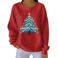 thumbnail image 3 of Yteetum Chandails en Molleton de Noël pour Femmes, Col Rond, Tricot Côtelé, Chandail Sans Capuche, Imprimé Graphique, Manches Longues, 3 of 5