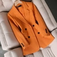 thumbnail image 2 of Waffle Knitting Blazer for Women Mid Length Trenchcoat Notched Lapel Double Breasted Suit Jacket Unlined Overcoat Orange XXL, 2 of 8
