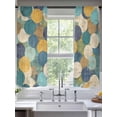 thumbnail image 2 of Teal Yellow Circle Sheer Curtains 63 Inch Length 2 Panels Set, Geometric Abstract Art Voile Window Treatment Rod Pocket Curtains Sheers Drapes for Bedroom/Living Room/Kitchen 52x"63"x2, 2 of 7