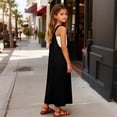 thumbnail image 4 of WOYY Girls Sleeveless Pinafore Dress Casual Loose Pocket Long Overall Dress, Black, Sizes 5-14, 4 of 6