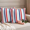 thumbnail image 2 of Red Blue Stripe Outdoor Waterproof Pillow Covers, Gradient Geometric White Vertical Striped Decorative Square Throw Pillowcase Sofa Cushion Sham for Patio/Couch/Chair, 20"x20" 2 Pack, 2 of 8