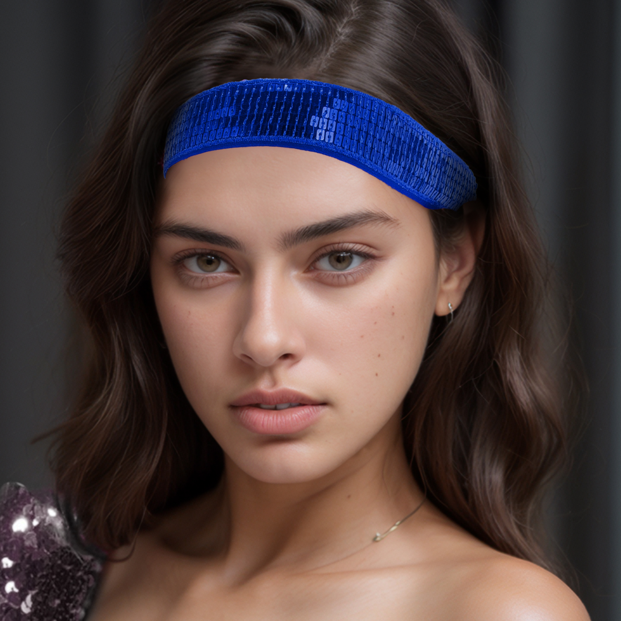 Unique Bargains Adjustable Sequins Headbands 1 Pc Blue