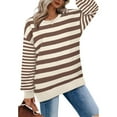 thumbnail image 2 of Ruyang Sweatshirts for Women Crewneck Long Sleeve Striped Tops Lightweight Fashion 2024 Women Clothes Pullover Tops, 2 of 8