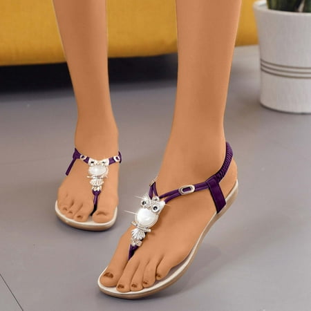 

amlbb Sandals for Women Casual Summer Women Flats Flip Flops Bohemian Open Toe Breathable Comfortable Shoes Roman Sandals Flat Sandal