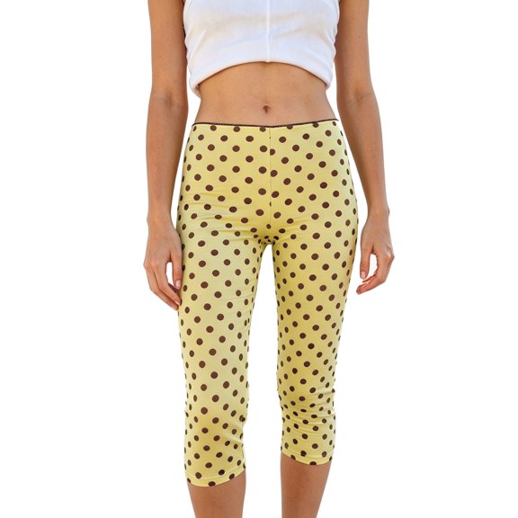 LMLYSoH Women’s Capri Pants Leggings Dots Print/Solid Color Low Waist Cropped Pants