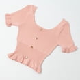 thumbnail image 2 of Camiseta de punto para mujer, manga corta, cuello cuadrado, corte ajustado, botón superior, rosa Advancent AP001523-03B, 2 of 7