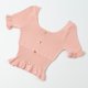 thumbnail image 2 of Camiseta de punto para mujer, manga corta, cuello cuadrado, corte ajustado, botón superior, rosa Sweethay AP001523-03B, 2 of 7