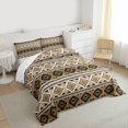 thumbnail image 3 of Feelyou Teens Mandala Aztec Full Size Comforter Sets, Bohemian Western Fashion Bedding Comforter Set, Khaki Triangle Abstract Reversible Bedding Sets, Super Cozy Room Decor, 3pcs, 3 of 8