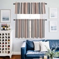 thumbnail image 2 of Vintage Stripes Kitchen Curtains Valances and Tiers Set of 3 Navy Beige Brown Striped Retro Lines Tier Curtains and Valance with Rod Pocket for Small Windows, 27.5"x36", 2 of 9