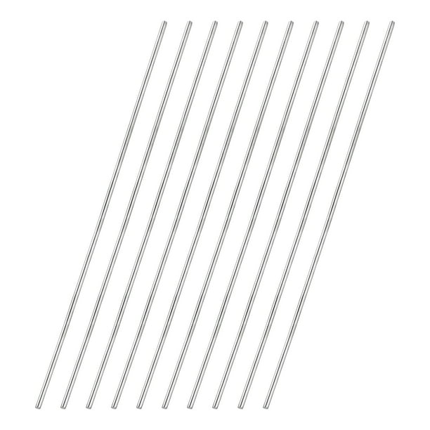 Uxcell 10 Pcs Varilla Redonda de Acero Inoxidable 304, Diámetro de 1/8", Longitud de 12" (300mm) Barras Sólidas de Metal, Varilla de Acero para Artesanías Modelos de Bricolaje Aviones Barcos Coches