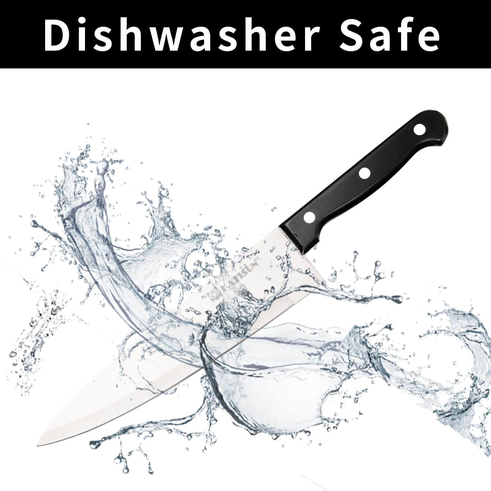 19-piece knife set, made of German steel, durable, dishwasher safe, kitchen knife set with built-in sharpener, for chopping, slicing, dicing and cutting.