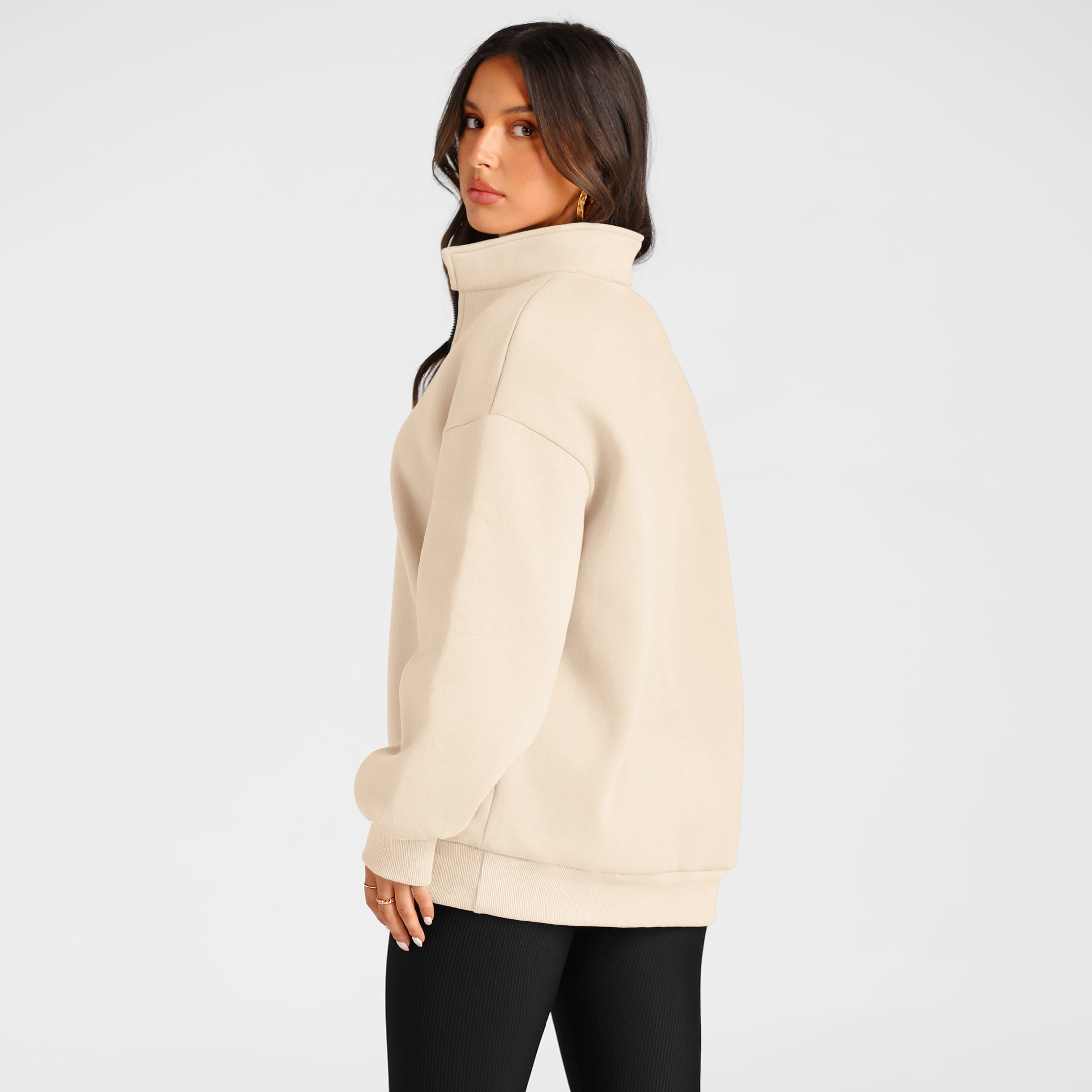 SUNBS Womens Oversized Sweatshirts Half Zip Pullover Fall Fashion Quarter Zip Hoodies Long Sleeve Shirts Clothes