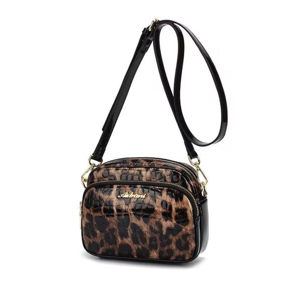 Aidrani Women's Genuine Leather Shoulder Bag Classic Leopard Pattern Fashion Versatile Cowhide Crossbody Bag