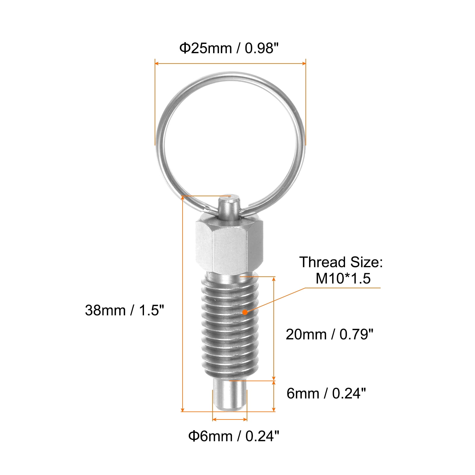 HARFINGTON 2Pcs Spring Plunger With Pull Ring M10*1.5 Thread - View #2