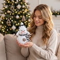 thumbnail image 6 of Snowman Figurine Plush Black and White Checkered Tabletop Decor for Christmas Indoor Home Holiday Display, 6 of 6