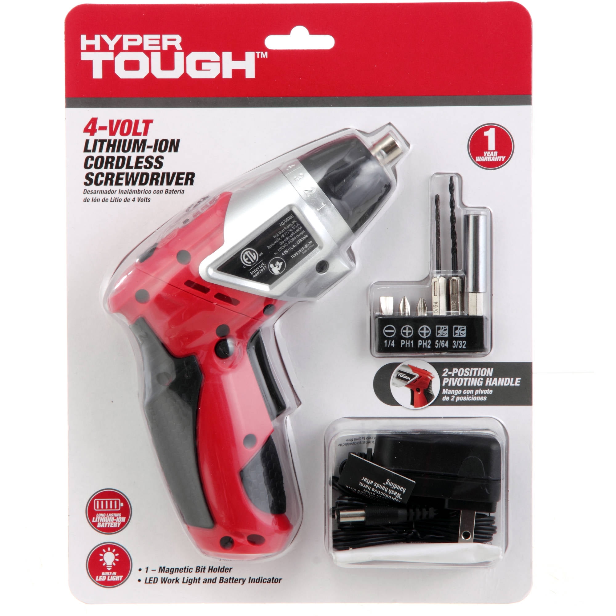 NEW Hyper Tough 4V LithiumIon Cordless Electric Screwdriver Liion