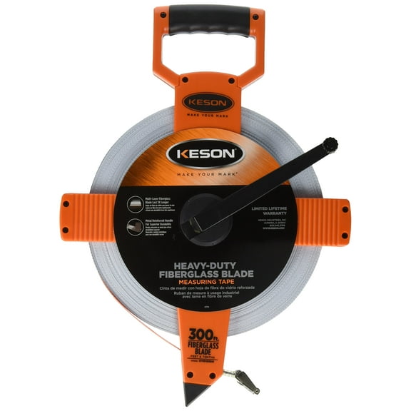 Keson OTR10300 Open Reel Fiberglass Tape Measure Reel (Graduations: 1/10, 1/100), 300-Foot CA2