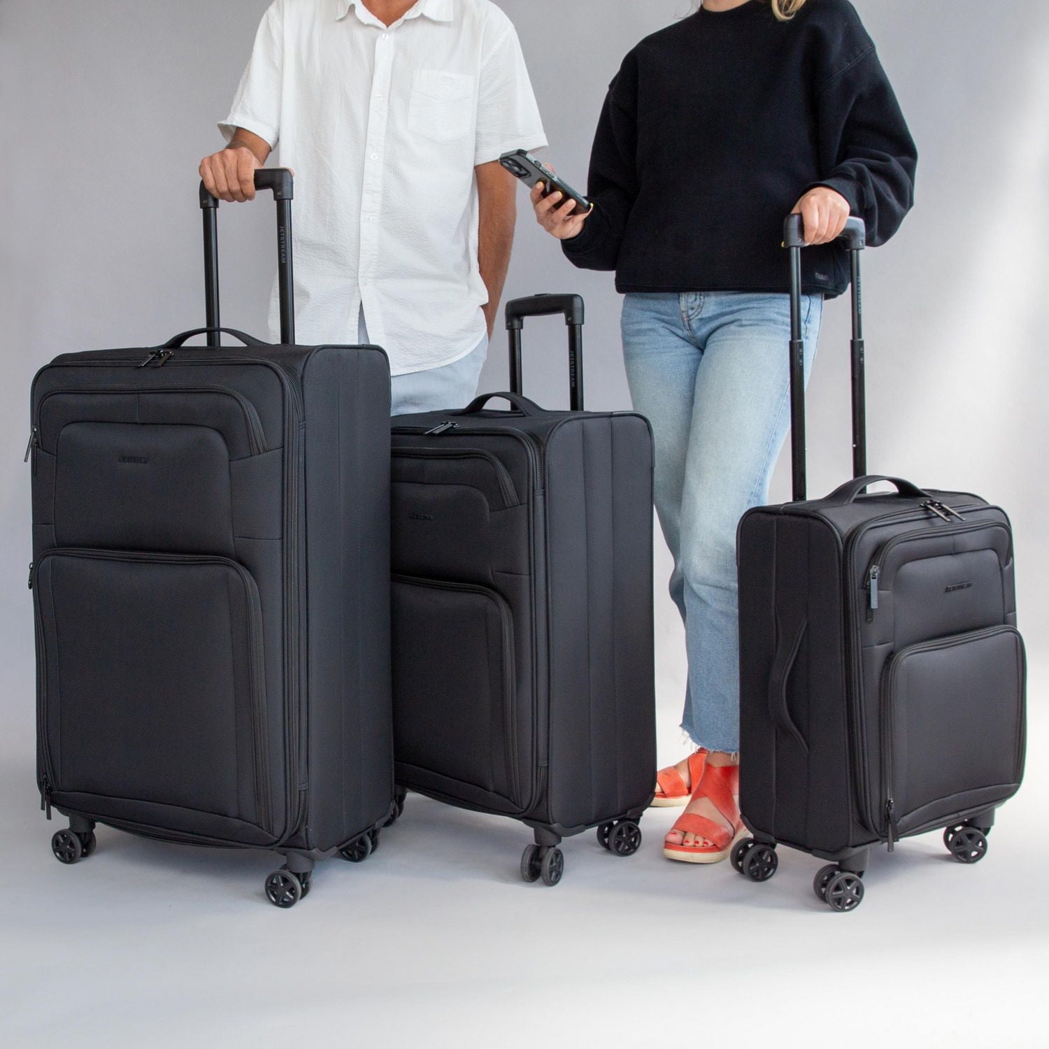 JT 3PC SET SFTSD BLK, 3PC Softside Luggage Set