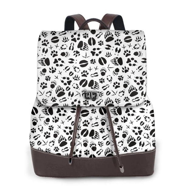 Balery Black Footprints Mochila de Cuero para Mujeres, Gran Capacidad, Bolsa de Viaje Multifuncional, Mochila de Cuero y Bolsa de Hombro para Mujeres