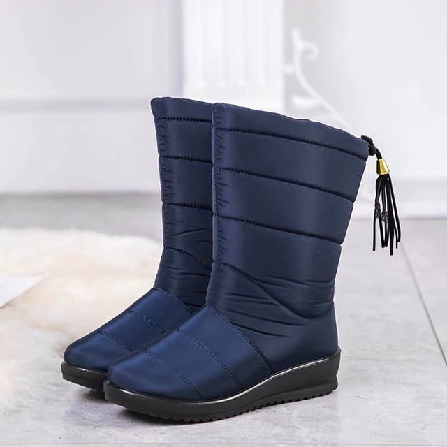 Botas de nieve para mujer, de invierno, impermeables, antideslizantes, cálidas, de algodón, con suela gruesa, acolchadas de terciopelo, de algodón, talla grande