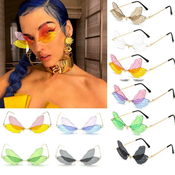 PENGXIANG Lunettes de Soleil Femmes Sans Monture Mode Vintage