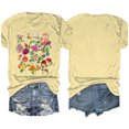 thumbnail image 5 of Blusas de Verano de las Mujeres Flor Impresa Cuello Redondo Manga Corta Superior, Verano Superior de las Mujeres, 5 of 5