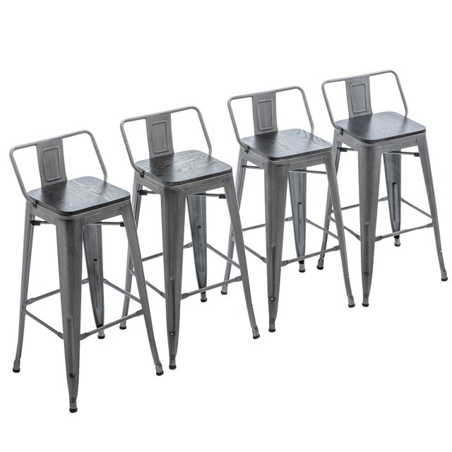 Saleh Solid Wood Bar & Counter Stool, Back Style Low Back, 6.7'''' H