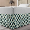 thumbnail image 1 of Geometric Bed Skirt, Continuous Art Pattern of Brushed Diagonal X Shapes Repetitive Design, Elastic Bedskirt Dust Ruffle Wrap Around for Bedding Decor, 4 Sizes, Cream and Dark Teal, by Ambesonne, 1 of 2