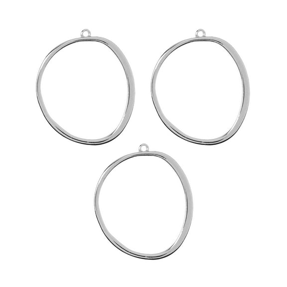 John Bead Beadwork Findings 9pcs Silver Jewelry Findings Pendants | Organic Circle (3pcs x Pack of 3)
