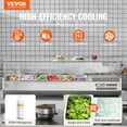 thumbnail image 4 of VEVOR Refrigerated Condiment Prep Station, 150 W Countertop Refrigerated Condiment Station, with 4 1/3 Pans & 4 1/6 Pans, 304 Stainless Body and PC Lid, Sandwich Prep Table with Glass Guard, ETL, 4 of 9