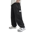 thumbnail image 3 of Boys Cargo Pants 9-10Y Size Loose Casual Trousers Outdoor Play Sportswear Elastic Waist Comfortable Kids Pants Black, 3 of 6