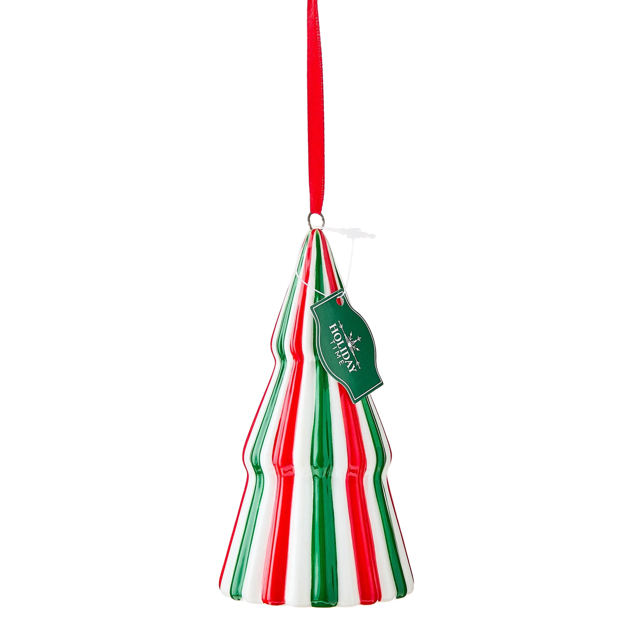 Red/White/Green Ceramic Tree Christmas Ornament, 5", by Holiday Time