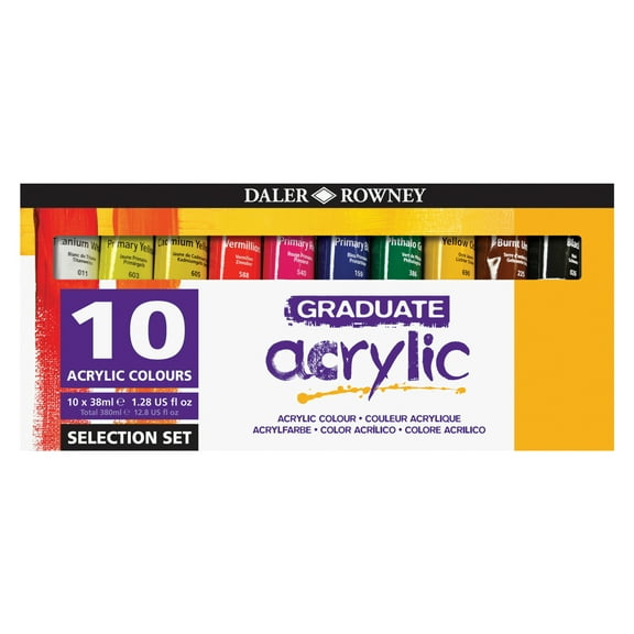 Daler-Rowney Graduate Selection Acrylic Paint, Set, 10 Tubes, 38ml, 1