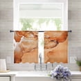 thumbnail image 3 of Marble Burnt Orange Semi Sheer Curtains 54 Inch Length 2 Panels Set, Modern Abstract Ink Painting Luxury Sheer Kitchen Curtain Privacy Voile Window Curtain for Living Room Bedroom Rod Pocket Drapes, 3 of 7