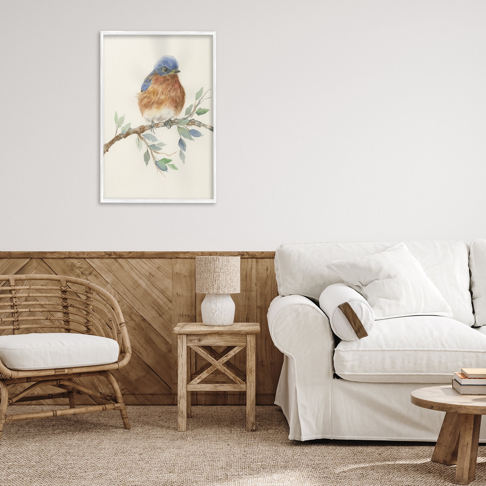 Stupell Industries Songbird Perched on Branch White Framed Giclee Art, design by Cady Driver