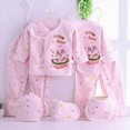 thumbnail image 2 of NOLDARES Preemie Newborn Baby Boy Girl Clothes Infant Clothing Romper Pant Outfits Set Layette Essentials 7 Pieces Set(A072-Light Pink), 2 of 6