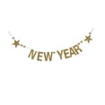 thumbnail image 6 of Homoyoyo Happy New Year Golden Banner with Glitter Stars for Holiday Party Decor, 6 of 8