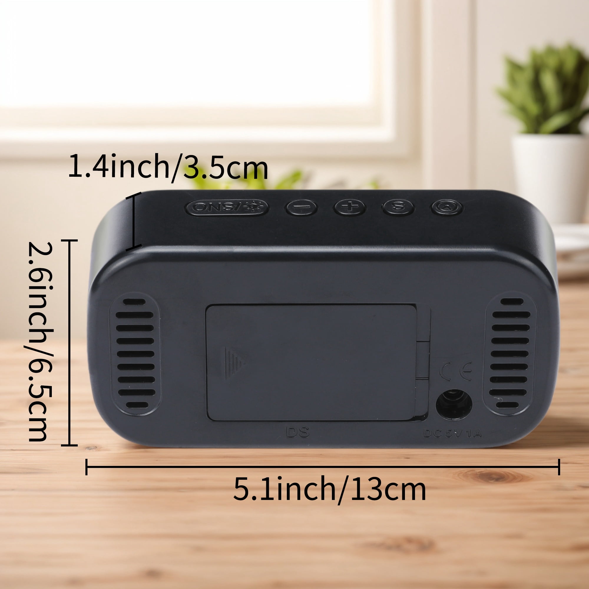 Unique Bargains 2 Pcs Oval Alarm Clock Snooze Black White