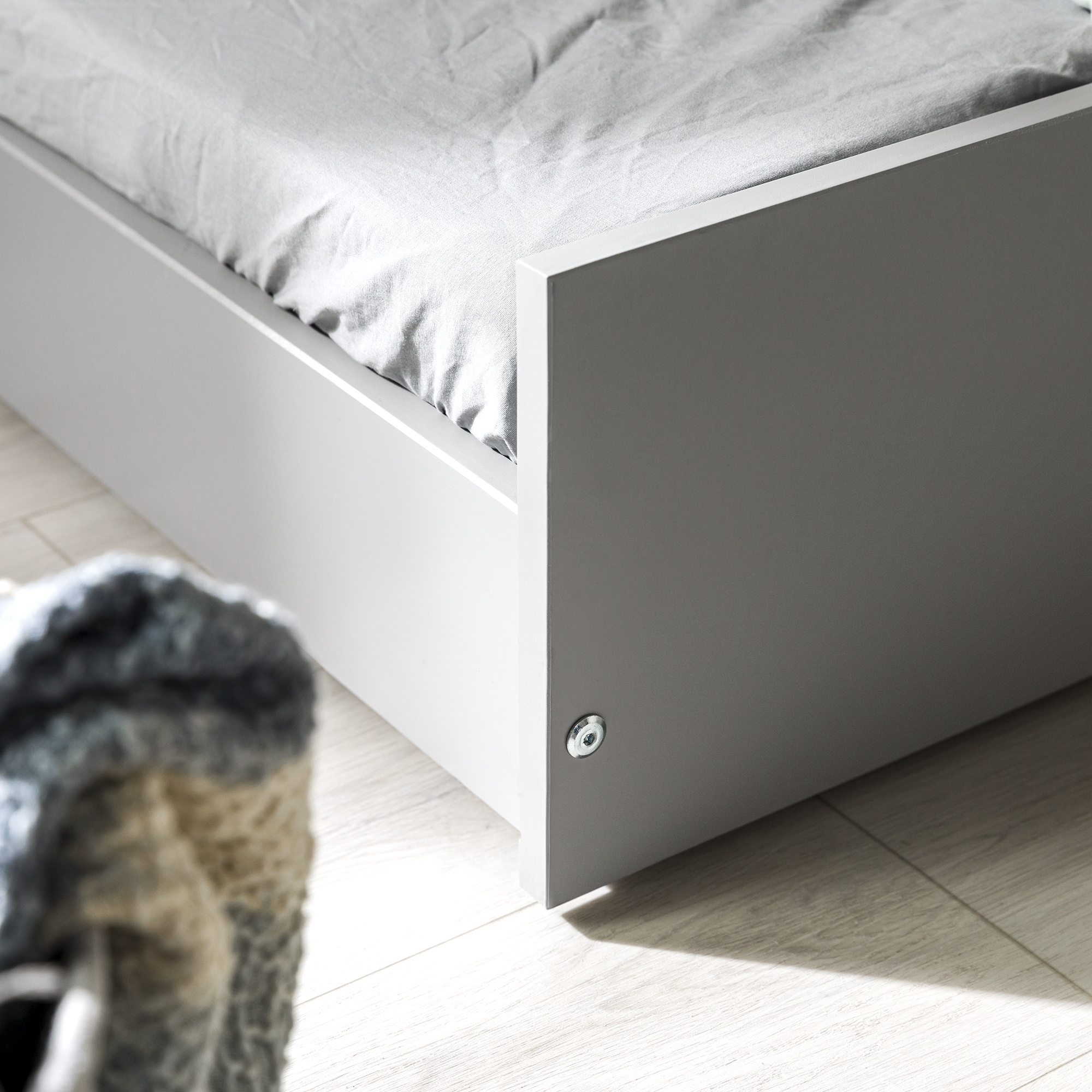 Walker Edison Solid Wood Junior Twin Trundle Bed, Grey
