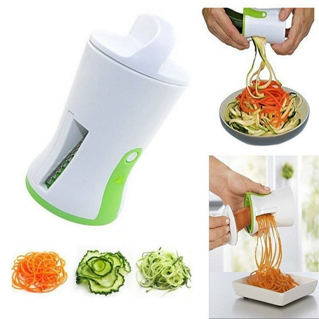 1 pieza de rallador de verduras con embudo en espiral de acero inoxidable ABS, cortador de zanahorias y pepinos, cortador de hojas en espiral para verduras