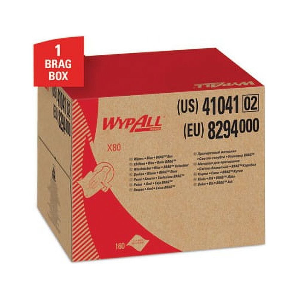 WypAll PowerClean X80 Cloths Heavy Duty Wipes (41041), Brag Box, Extended Use Towels, Blue (1 Pack of 152 Sheets, 152 Sheet Total)