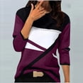 thumbnail image 3 of Womens Long Sleeve Pullover, Fall Sweaters for Women Fashion Loose Fit Knitted Color Patchwork Crewneck Sweatshirts S-2XL, 3 of 3