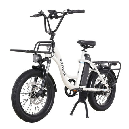 GOTRAX E-Cargo 26" Adult Electric Bicycle for Urban Commuting, 500W, 264lb, 20 mph & 20 mile Range, LED Lights, White