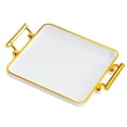 thumbnail image 3 of Bandeja para servir rectangular con asas para guardar joyas, bandeja de almacenamiento de escritorio para Porcelana blanca, 3 of 9