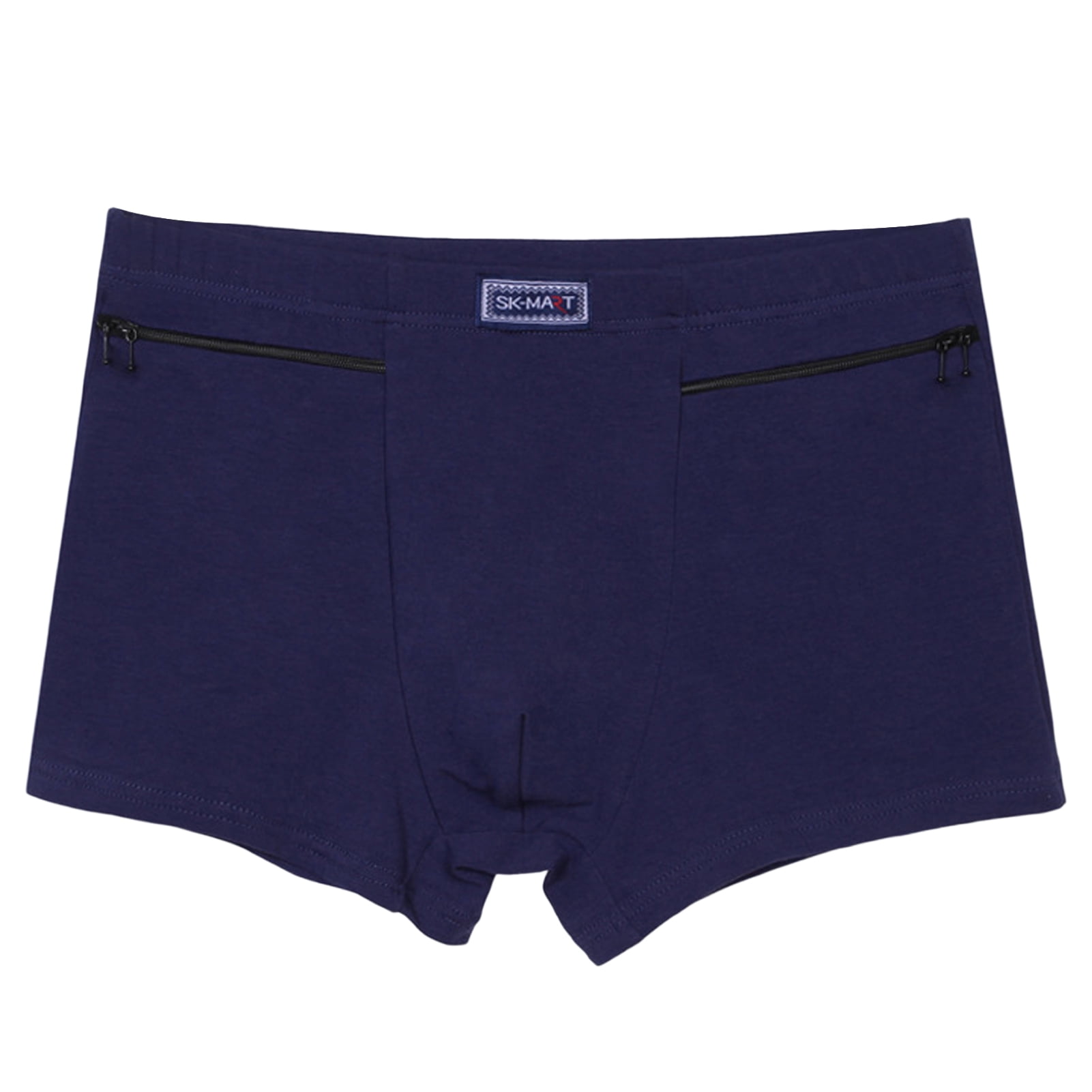 rygai Anti-theft Zipper Pockets Mid-rise Seamless Elastic Men Panties  U-Bump Male Shorts Briefs Daily Wear,Black L